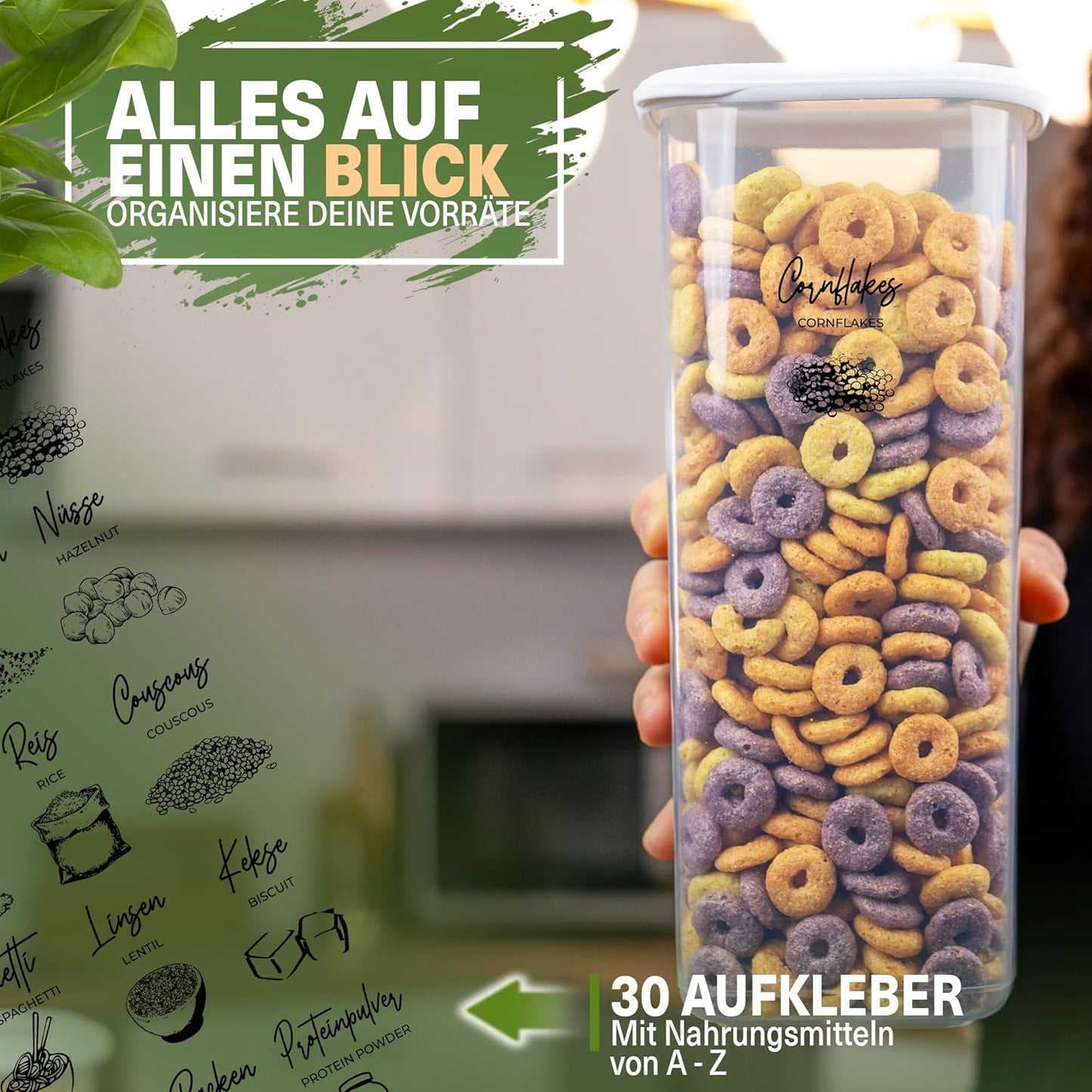 18-teiliges Vorratsdosen-Set, 18er Set Weiss