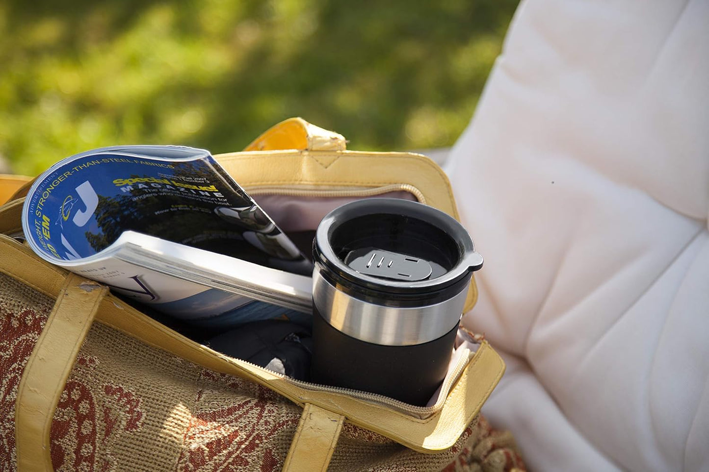 Camping-Kaffeemaschine mit Isolierbecher, Schwarz|Single