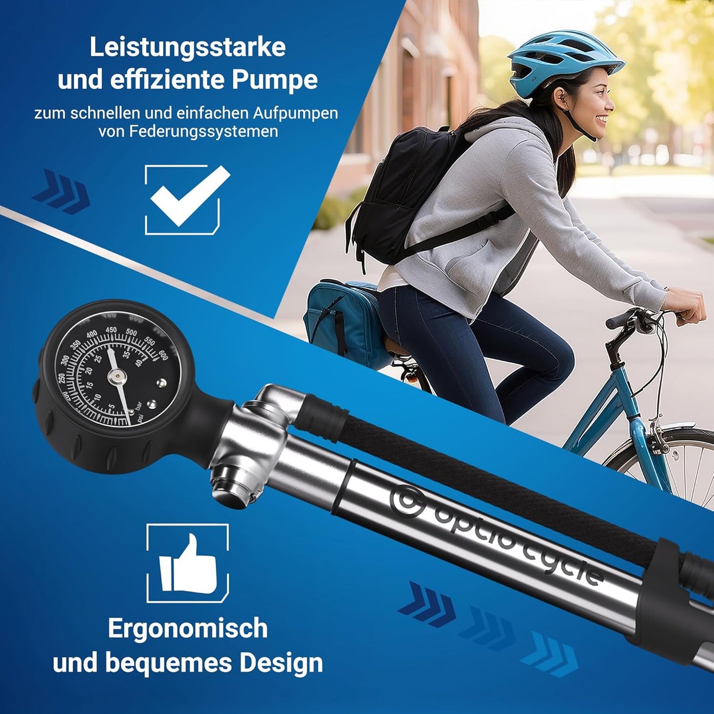 Hochdruck Dämpferpumpe Velo, 600 PSI / 40 Bar