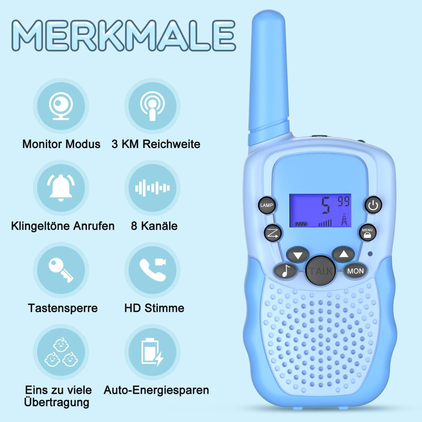 Walkie Talkie für Kinder, hellblau
