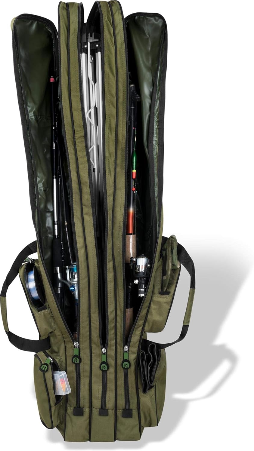 Rutentasche Rod Case mit 3 Ruten-Fächern, Dunkelgrün 3 Innenfächer 190 cm