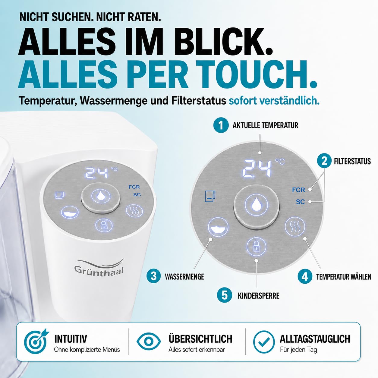 Auftisch Umkehrosmoseanlage Aqualiva Elan mit Heisswasserspender, Osmoseanlage: Weiss