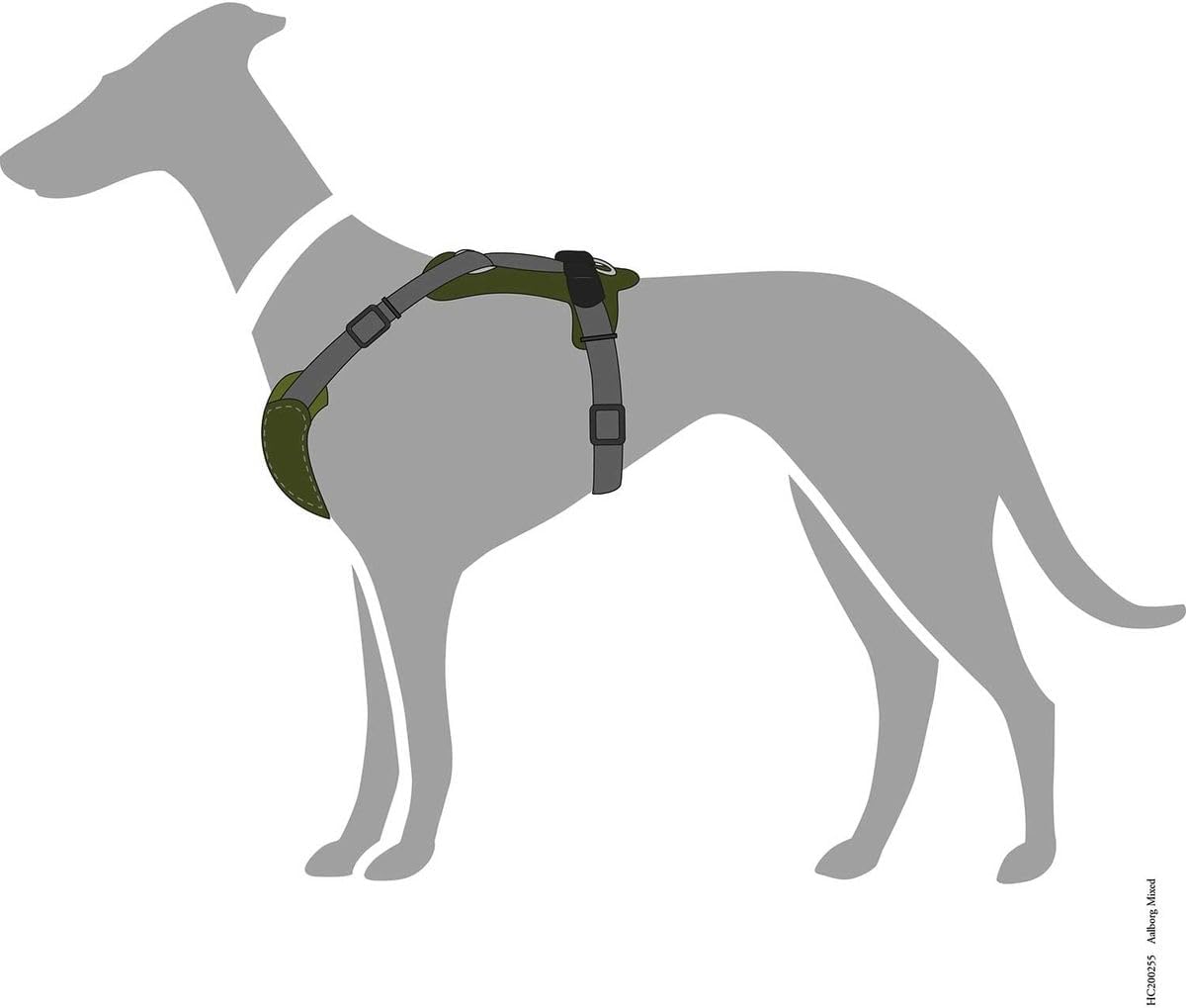 Hundegeschirr Aalborg Mixed, verstellbar, leicht, oliv/grau, M