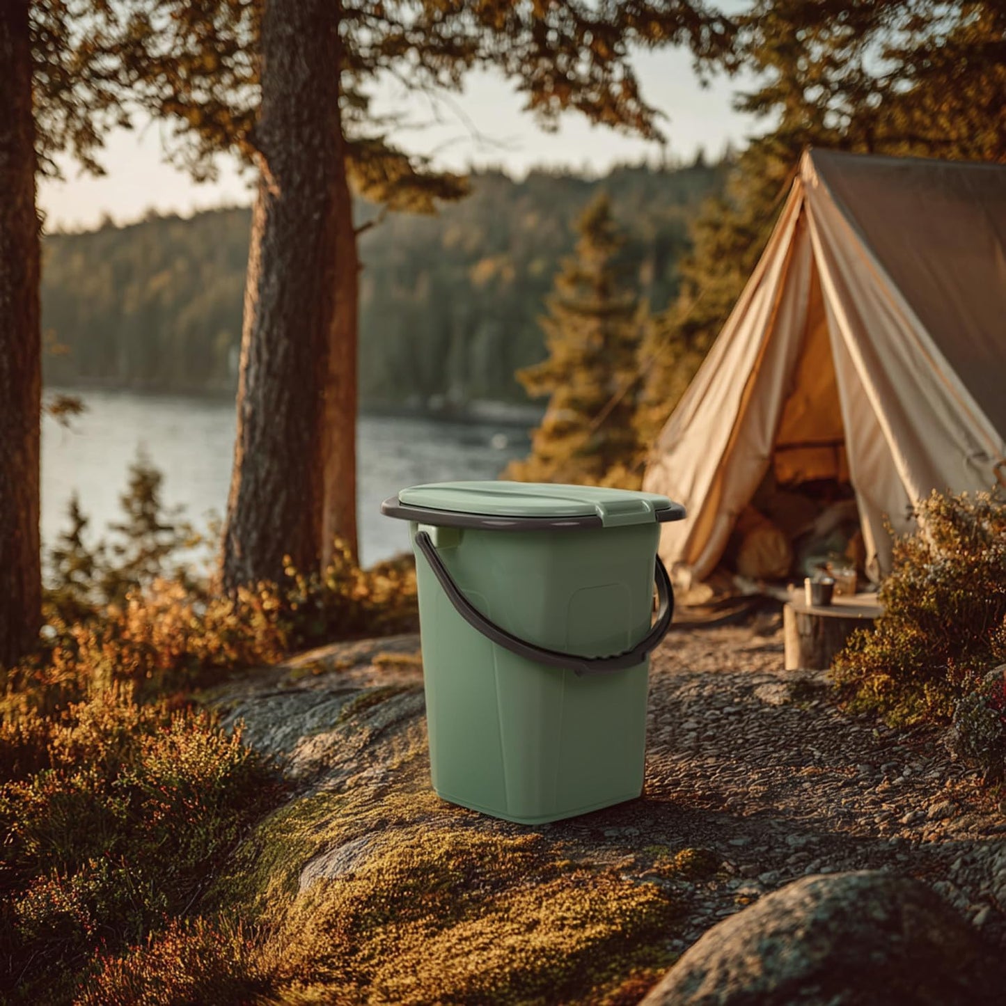 Mobile Campingtoilette GB320GG, Grün / Grau