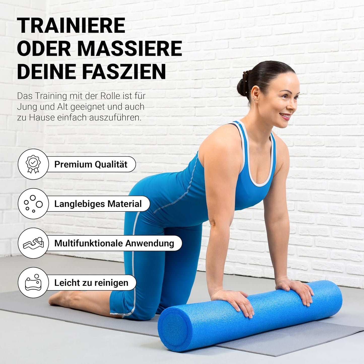 Yoga- und Pilatesrolle, Blau 45 x 15 cm