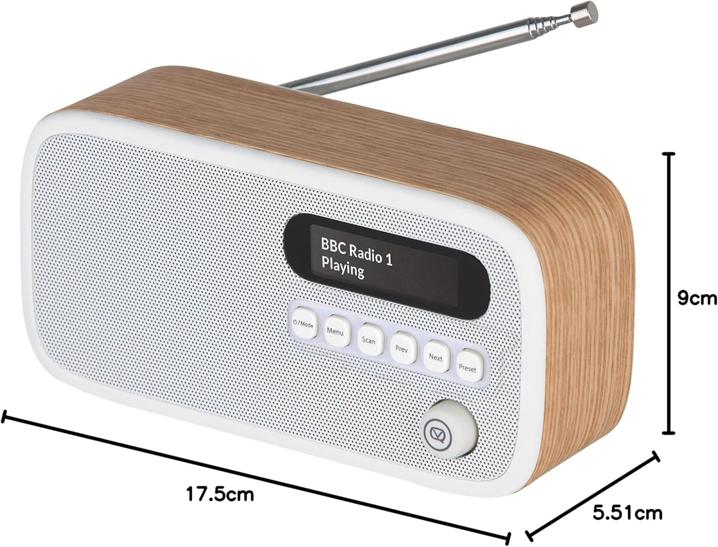 Dexter Radio DAB+ mit FM und LCD Display, Eiche Holzern