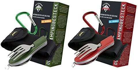 Campingbesteck Set, 2pack: Rot und Grün