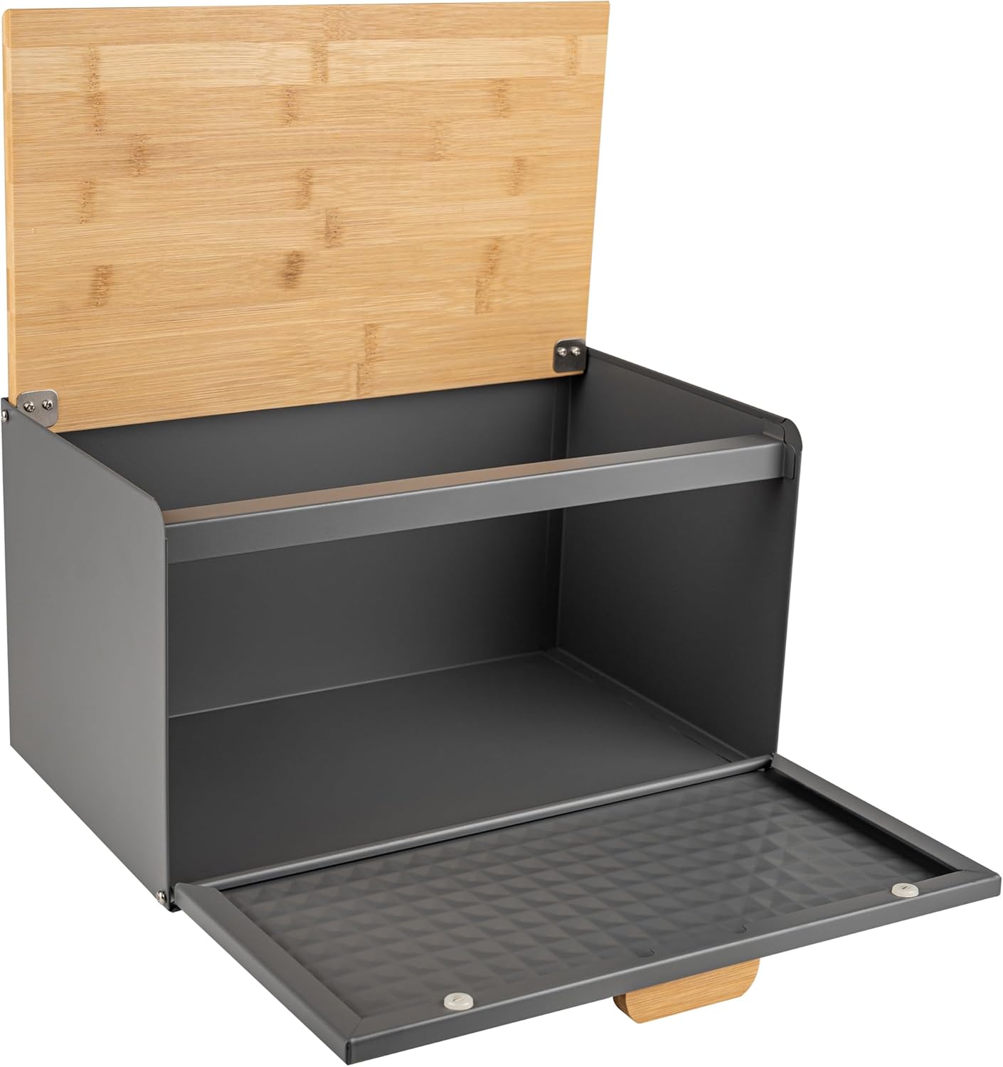 Brotkasten mit Bambusdeckel und Magnetverschluss, Grau
