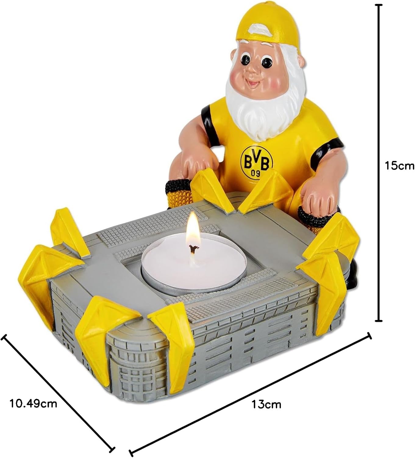 BVB Gartenzwerg mit Stadion-Teelichthalter