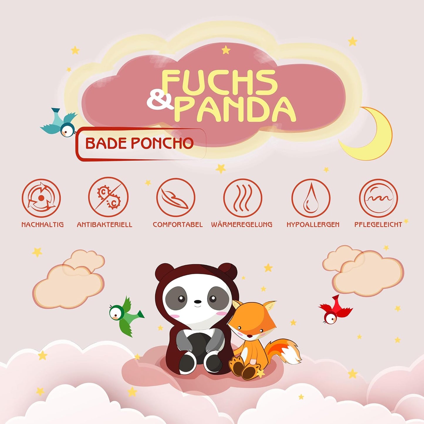 Badeponcho für Babys und Kinder, Purpur-rot