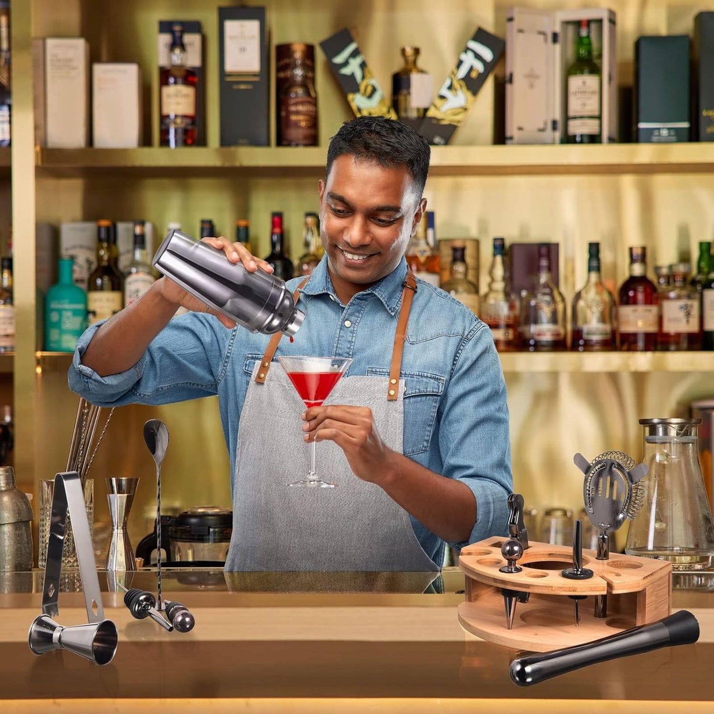 Cocktail Shaker Set, Grau 12 Teiliges