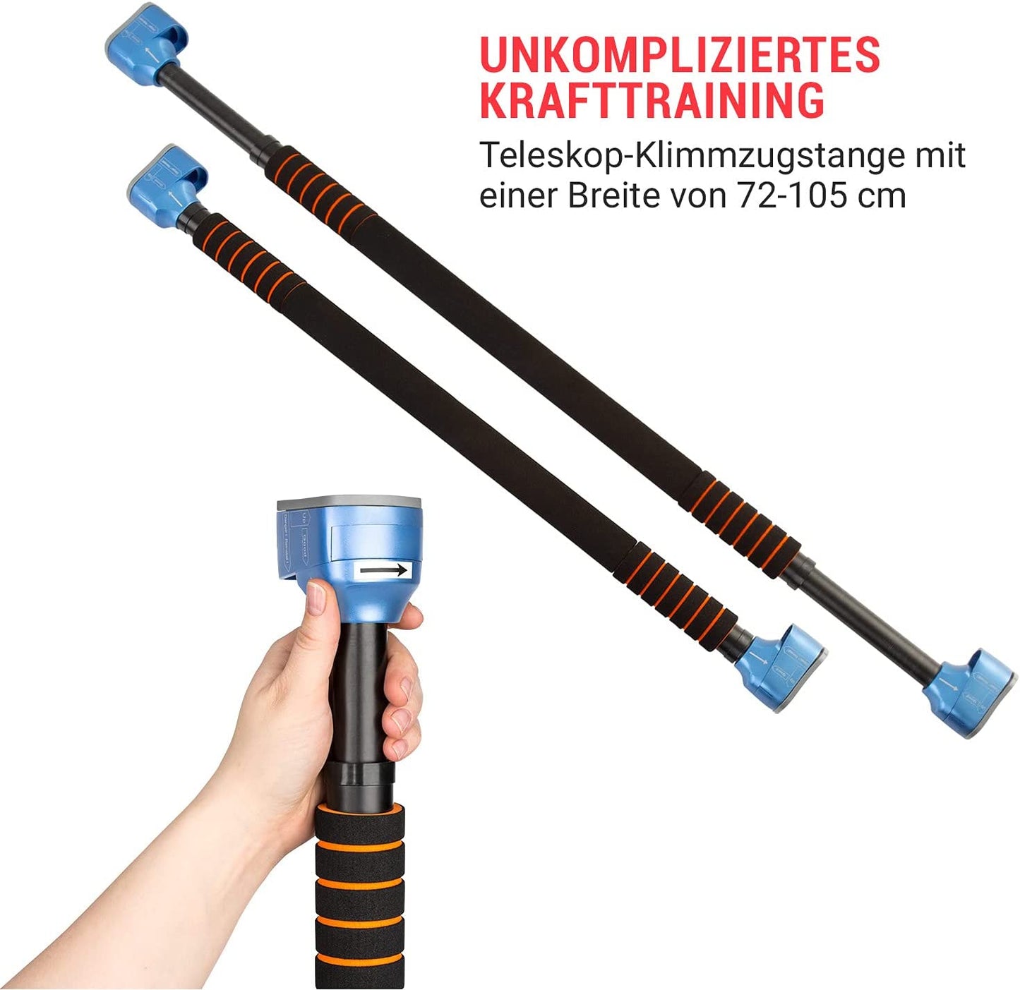 Teleskop Klimmzugstange, Blau, belastbar bis 120kg