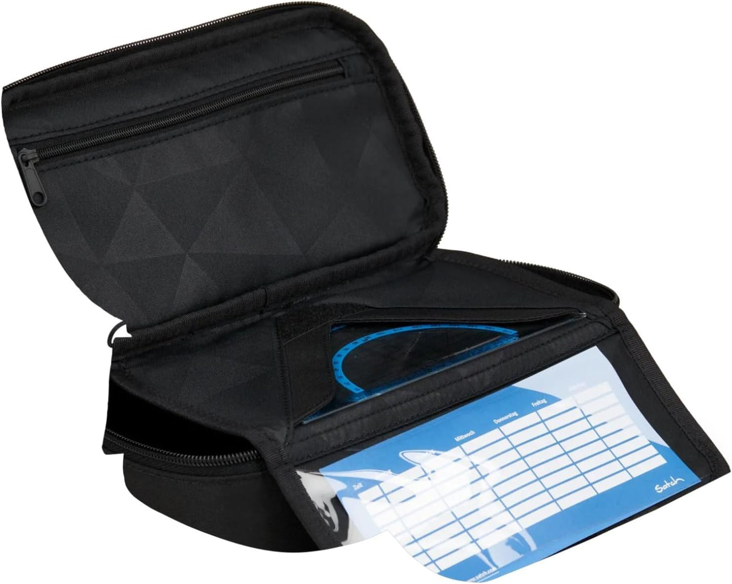 Schlamperbox mit Trenn- und Reissverschlussfach, Nordic Black - Schwarz