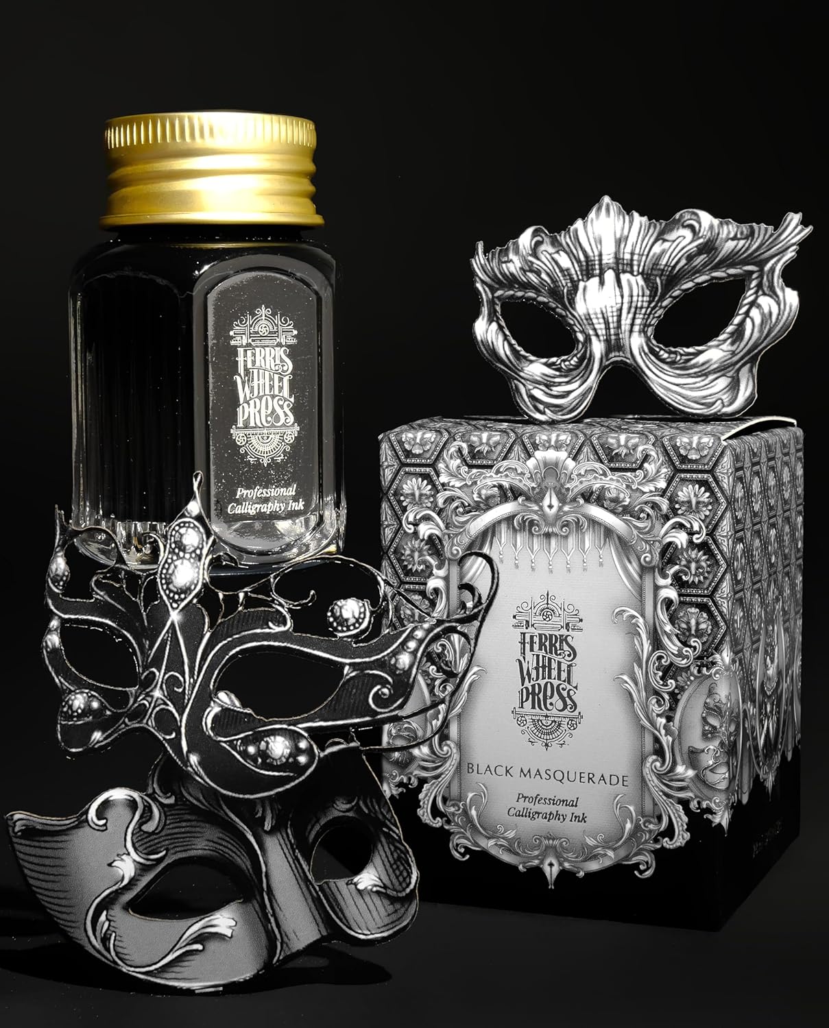 Calligraphy Ink mit Silber-Schimmer (28 ml), Black 28 ml