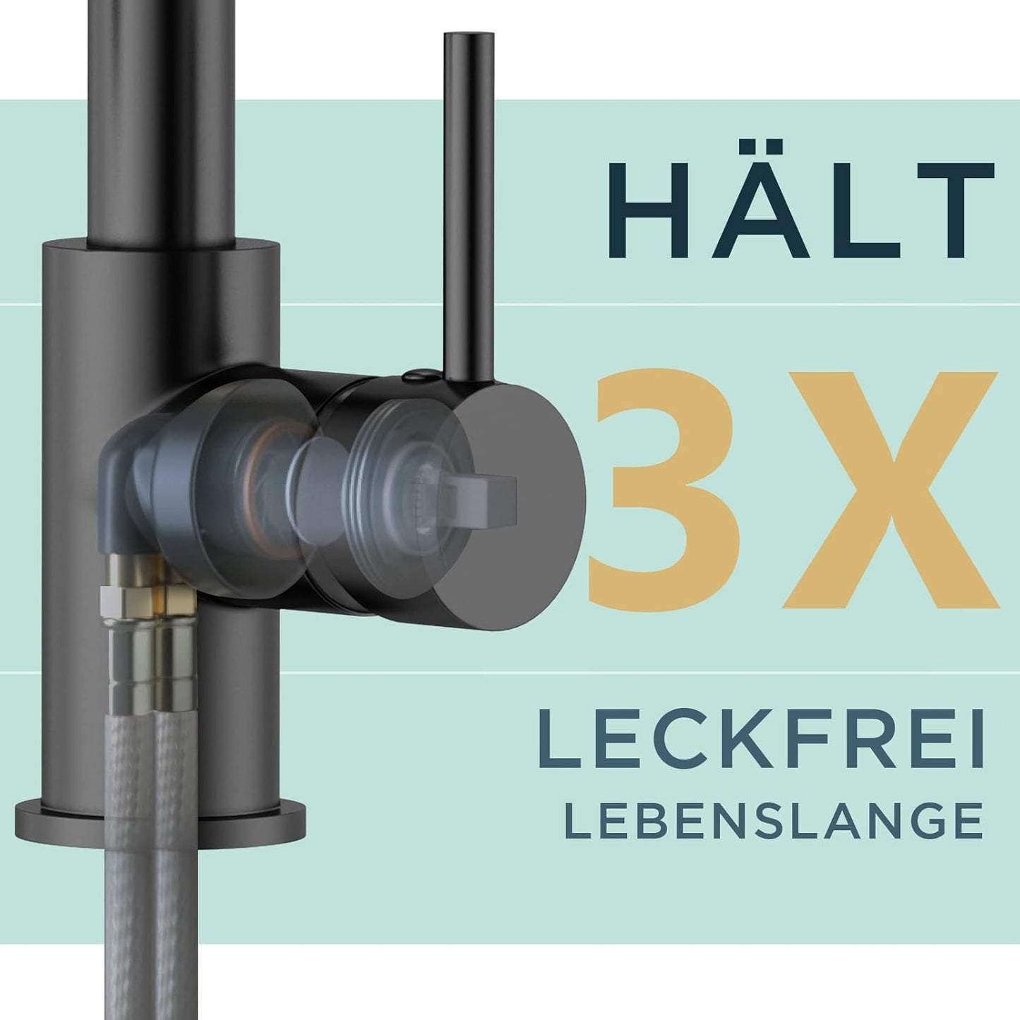 Küchenarmatur mit Brause, Matt-schwarz