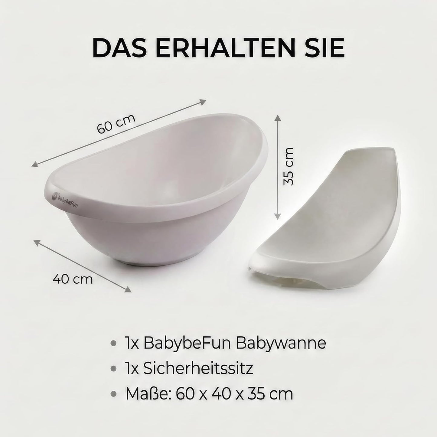 Babybadewanne mit Einsatz für Neugeborene, weiss