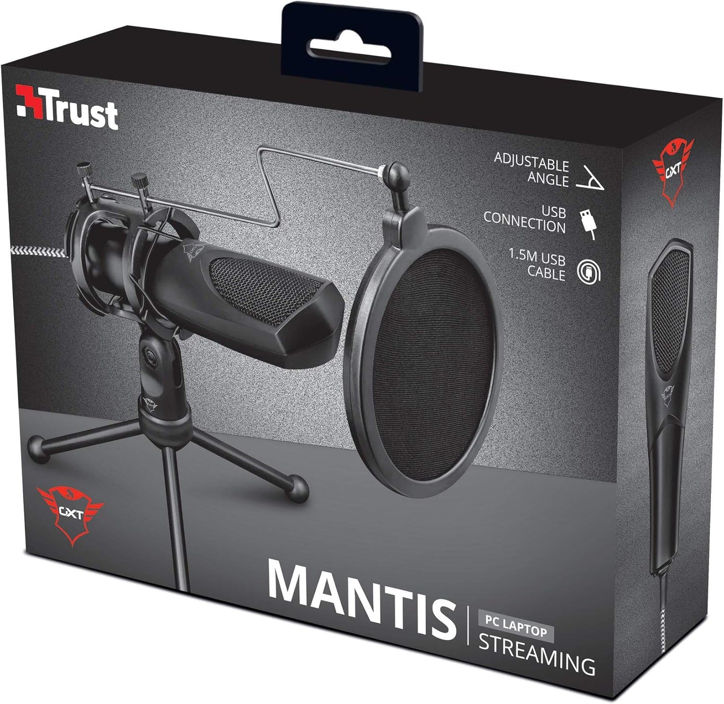 Mikrofon GXT 232 Mantis mit Popfilter und Stativ für Streaming
