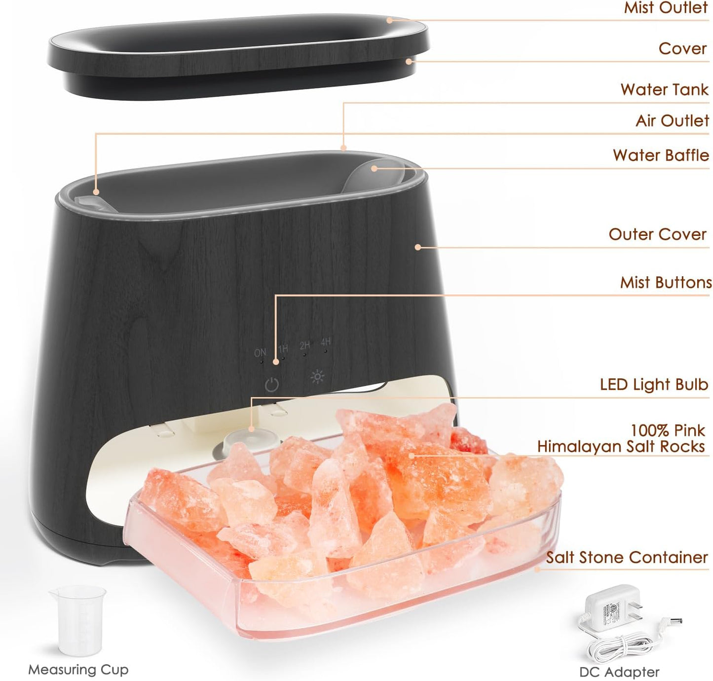 2-in-1 Aroma Diffuser & Salzleuchte mit Flammeneffekt, Schwarz
