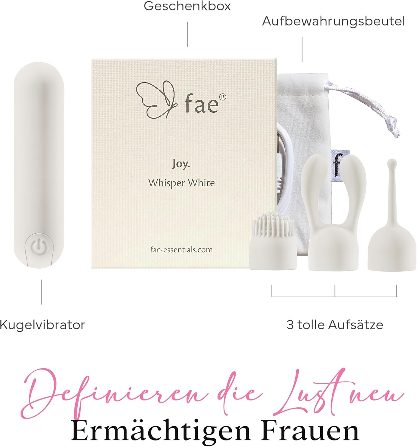 Mini-Vibratorenset mit 10 Modi & 3 Aufsätzen, Whisper White