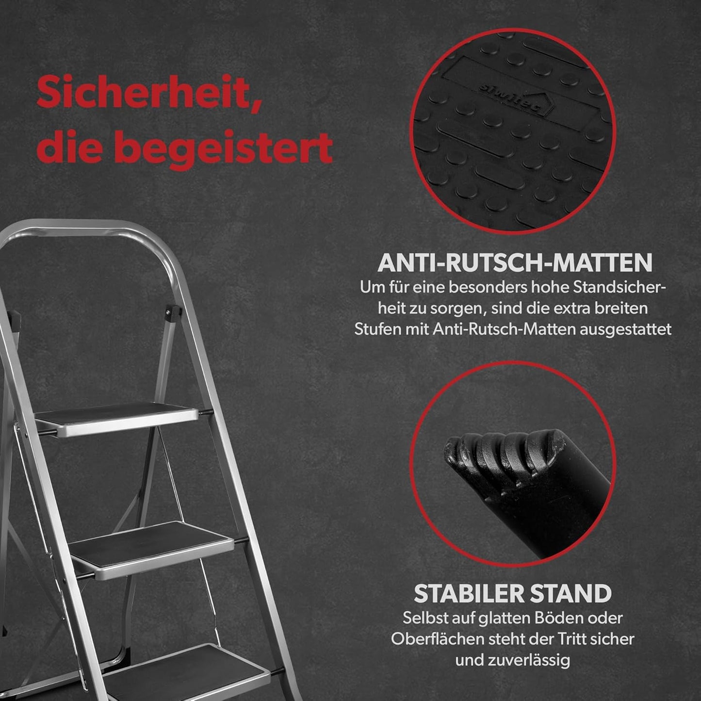 Klapptritt mit 3 Stufen, Anthrazit / 3-stufig