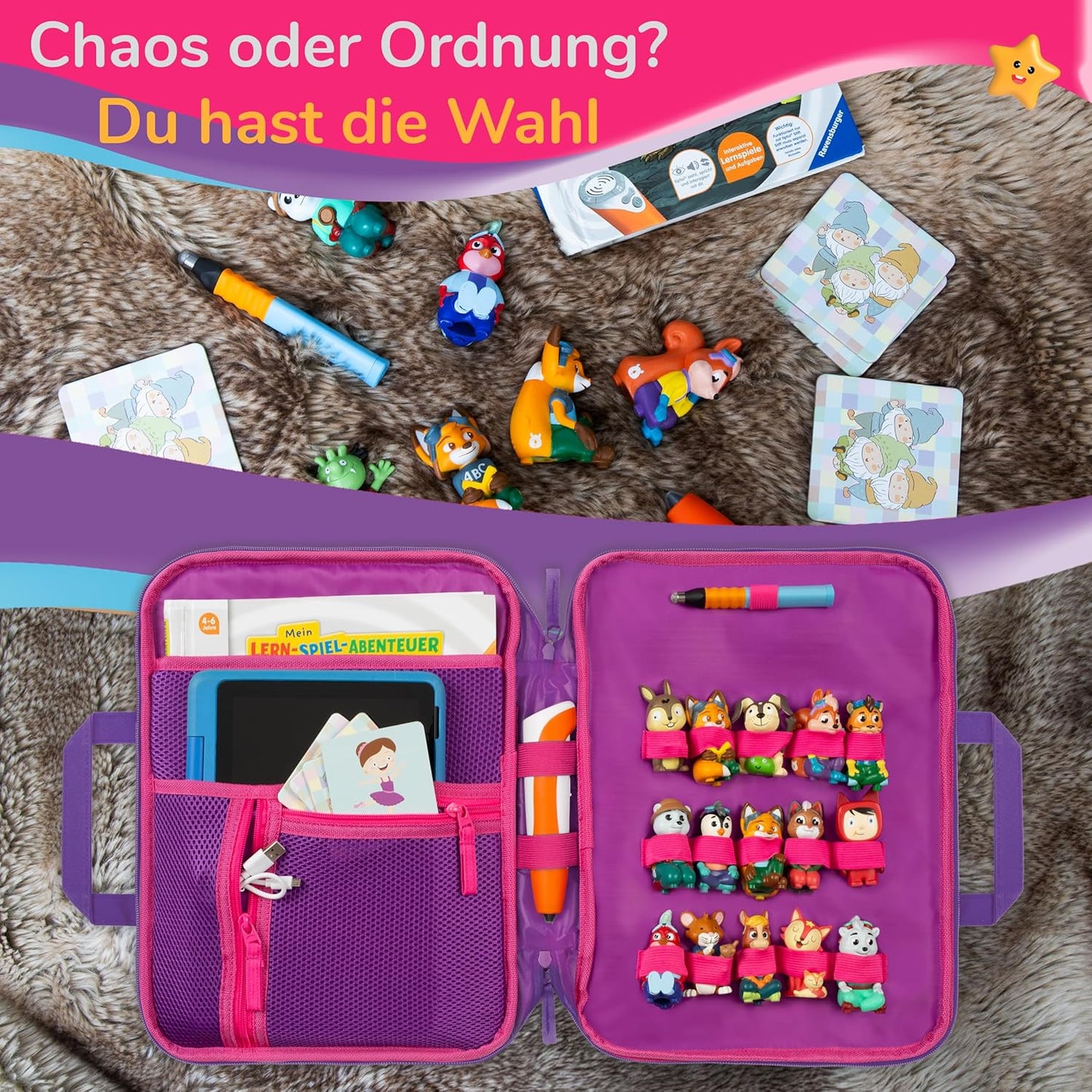 Tasche für Edurino, Tonie & TipToi Zubehör, Emma Einhorn (Pink)