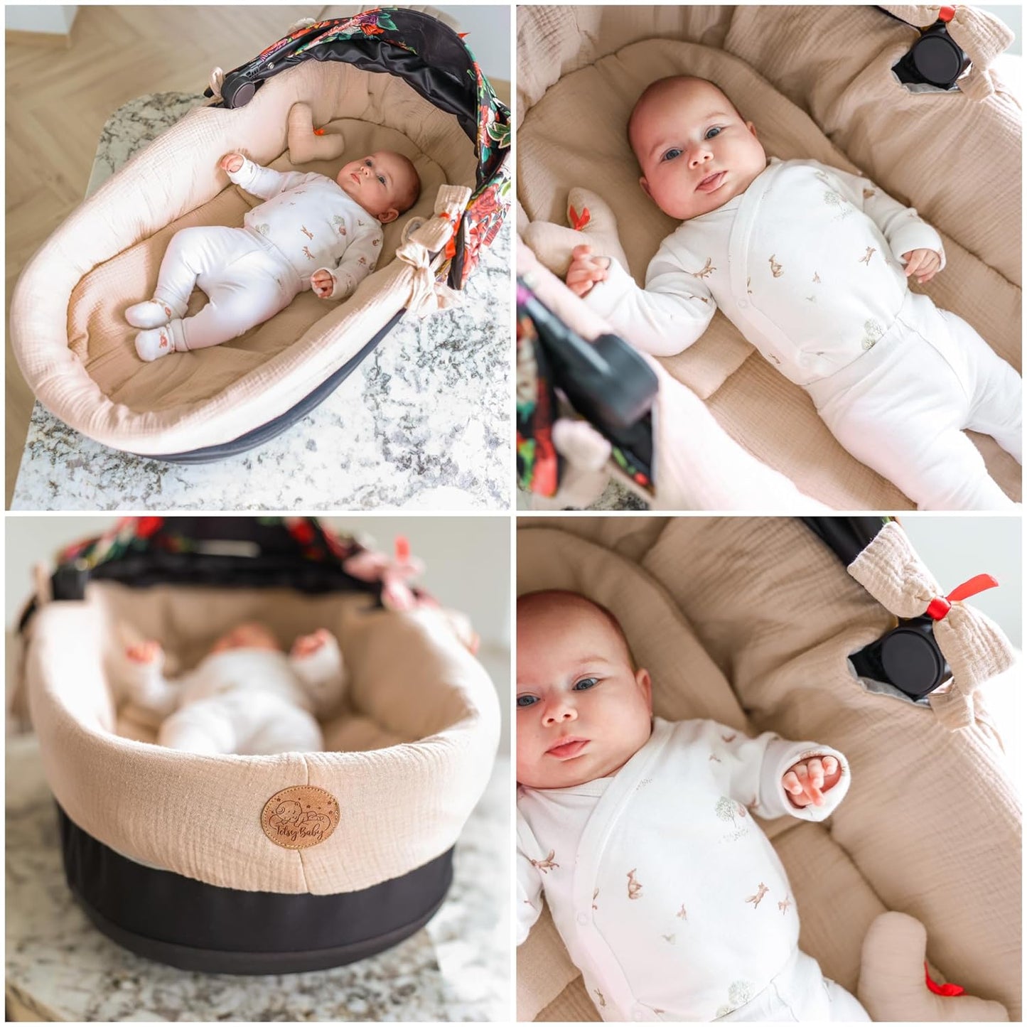 Stubenwagen-Nestchen Set, Beige 3er Set