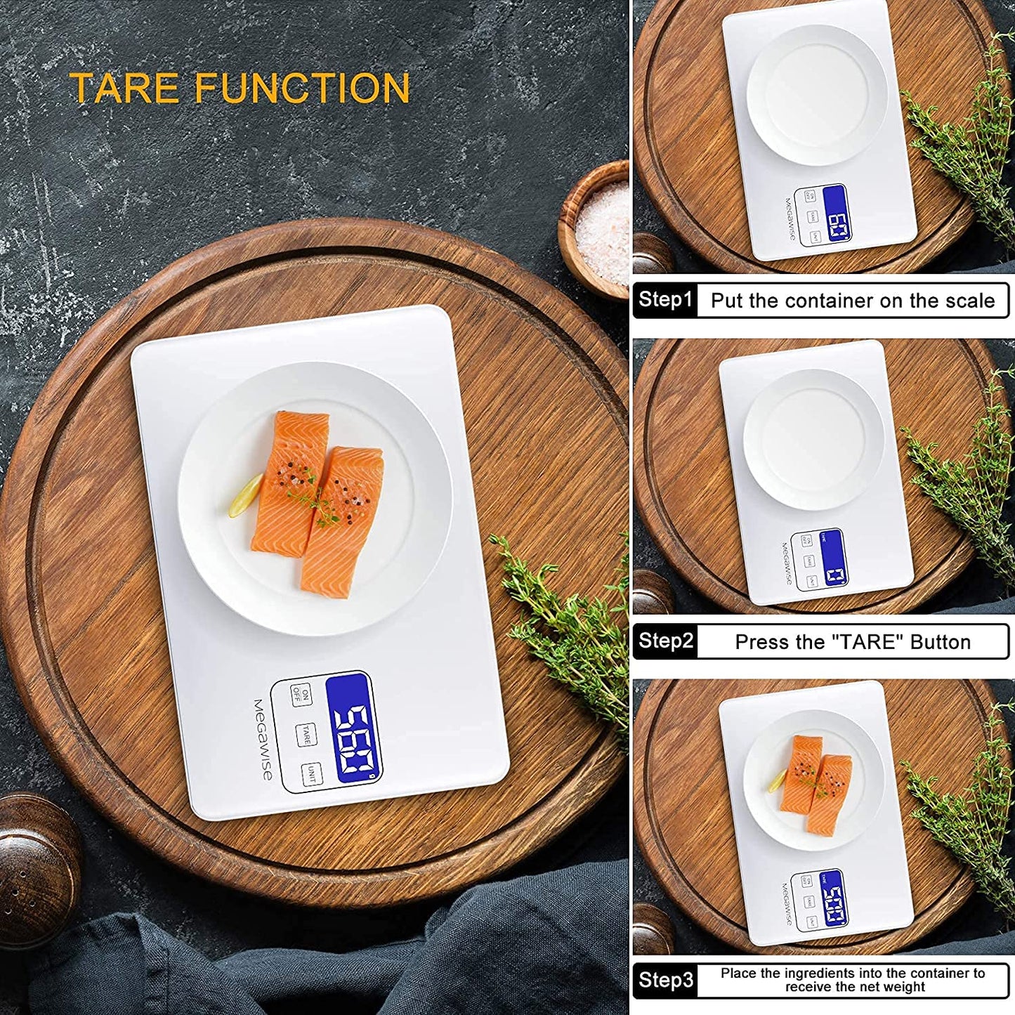 Digitale Küchenwaage mit 33lb Kapazität und Tara-Funktion, Weiss/opulenter Garten