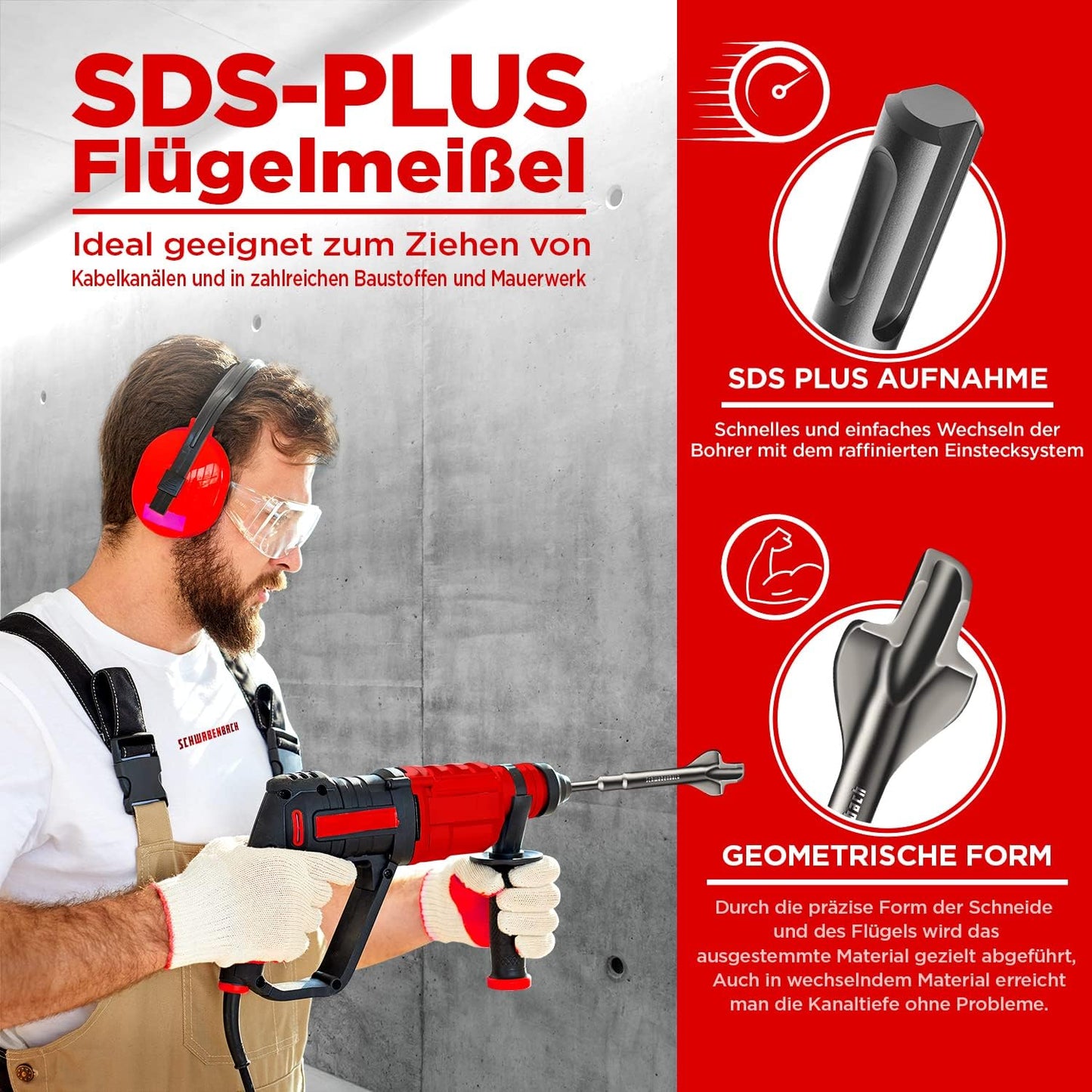 Flügelmeissel SDS Plus, 60x250 - SDS PLUS - FLÜGELMEISSEL