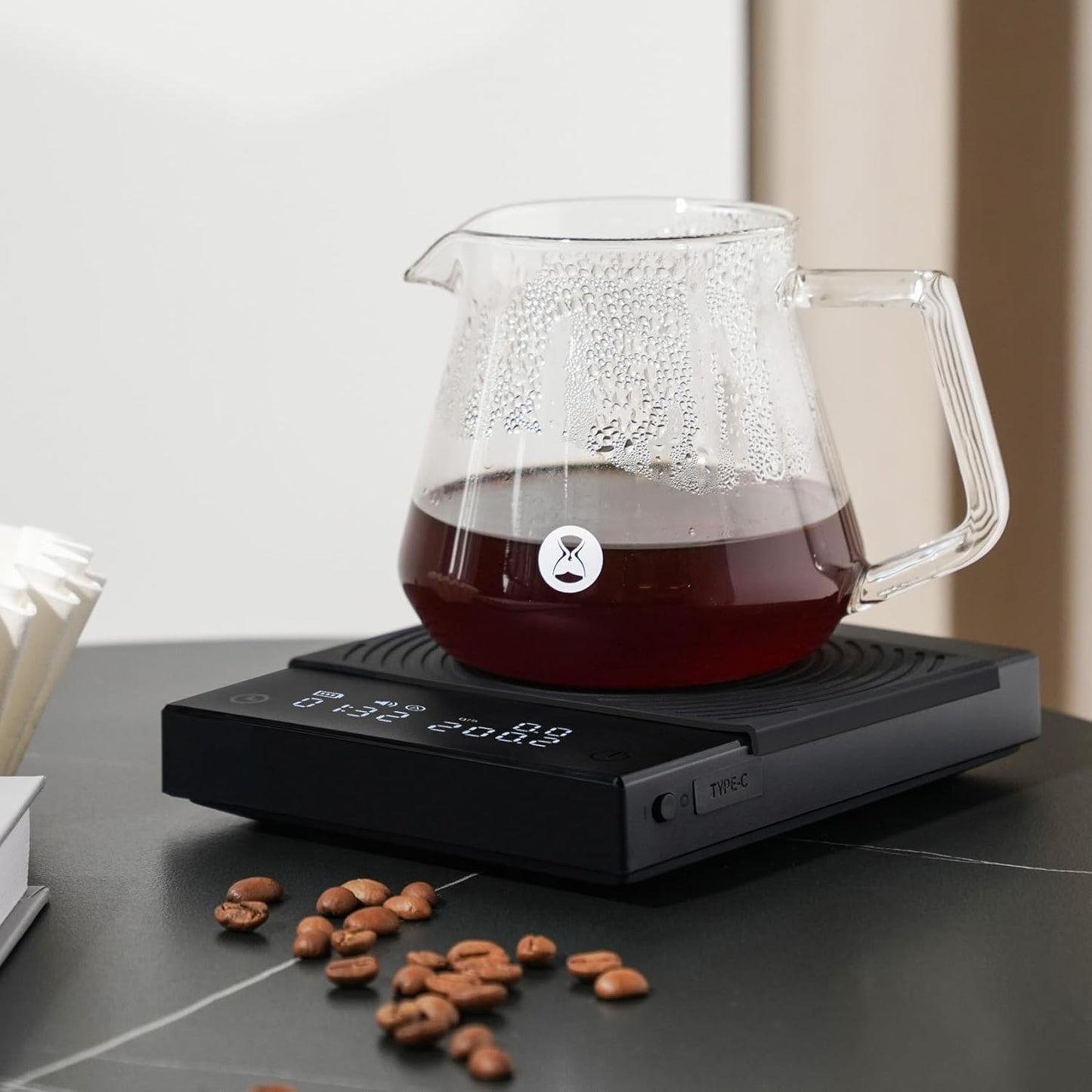 Kaffeewaage mit Timer und Durchflussmessung, Basic 2.0 schwarz