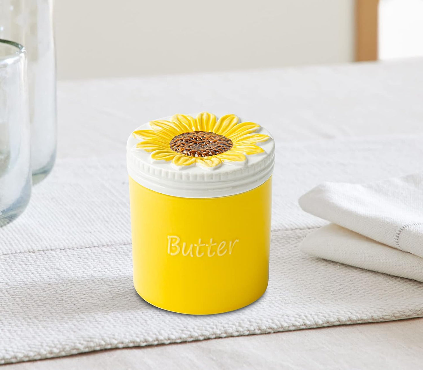 Französische Butterdose mit Sonnenblumen