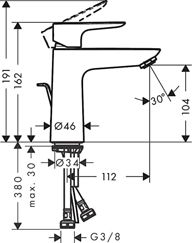 Talis E Waschtischarmatur, Chrom, Auslaufhöhe 110mm, Zugstangen-Ablauf / geringer Durchfluss