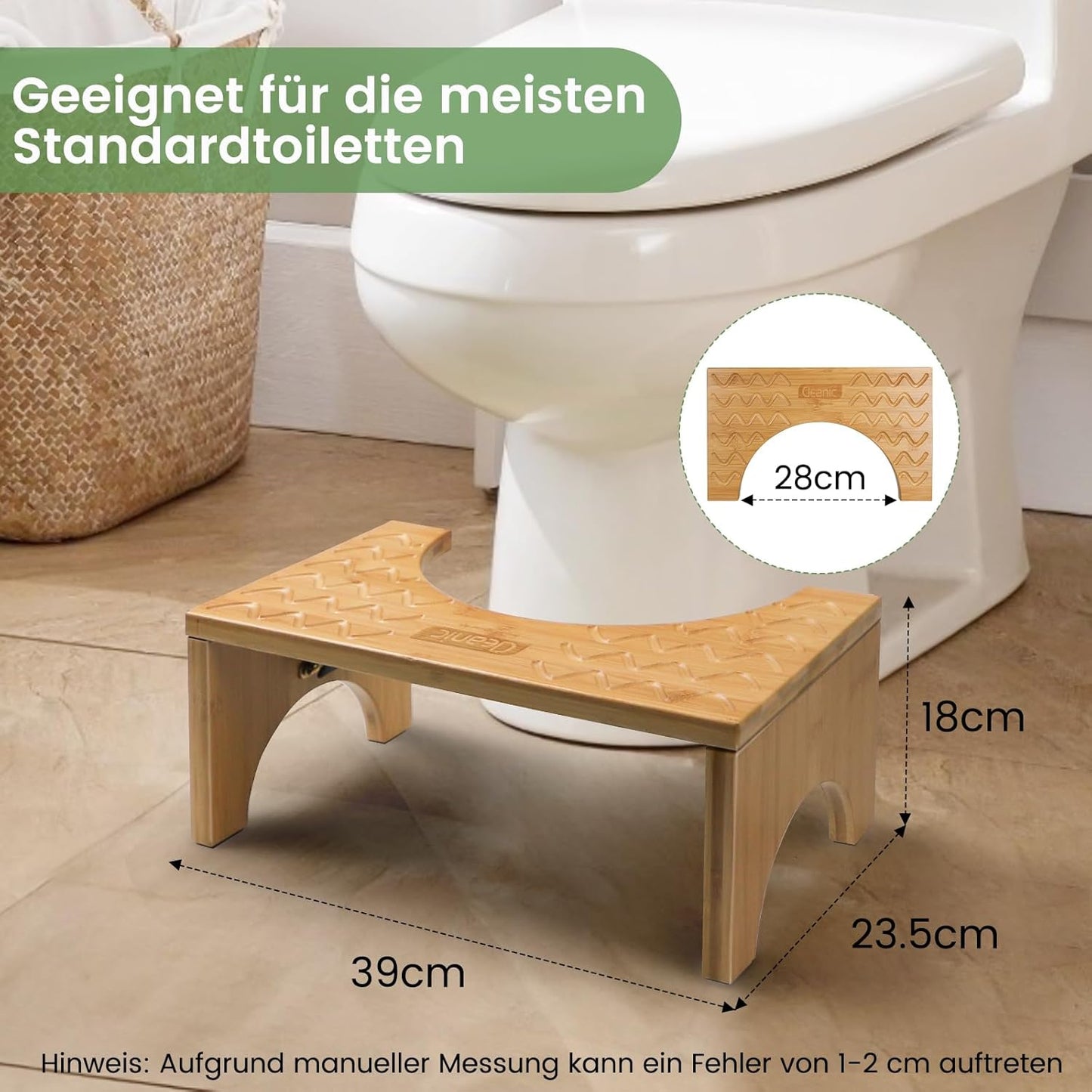 Klappbarer Toilettenhocker aus Bambus, Bambus