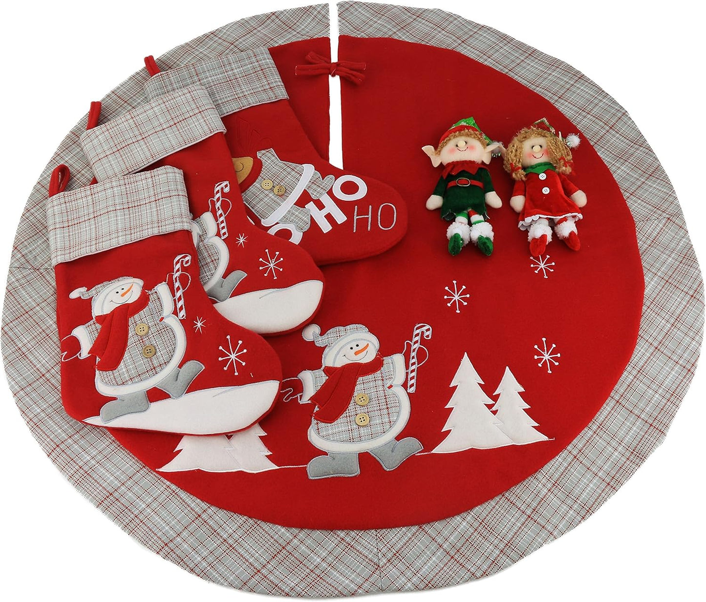 Weihnachtsbaumrock mit Schneemann Stickerei, Stil 5