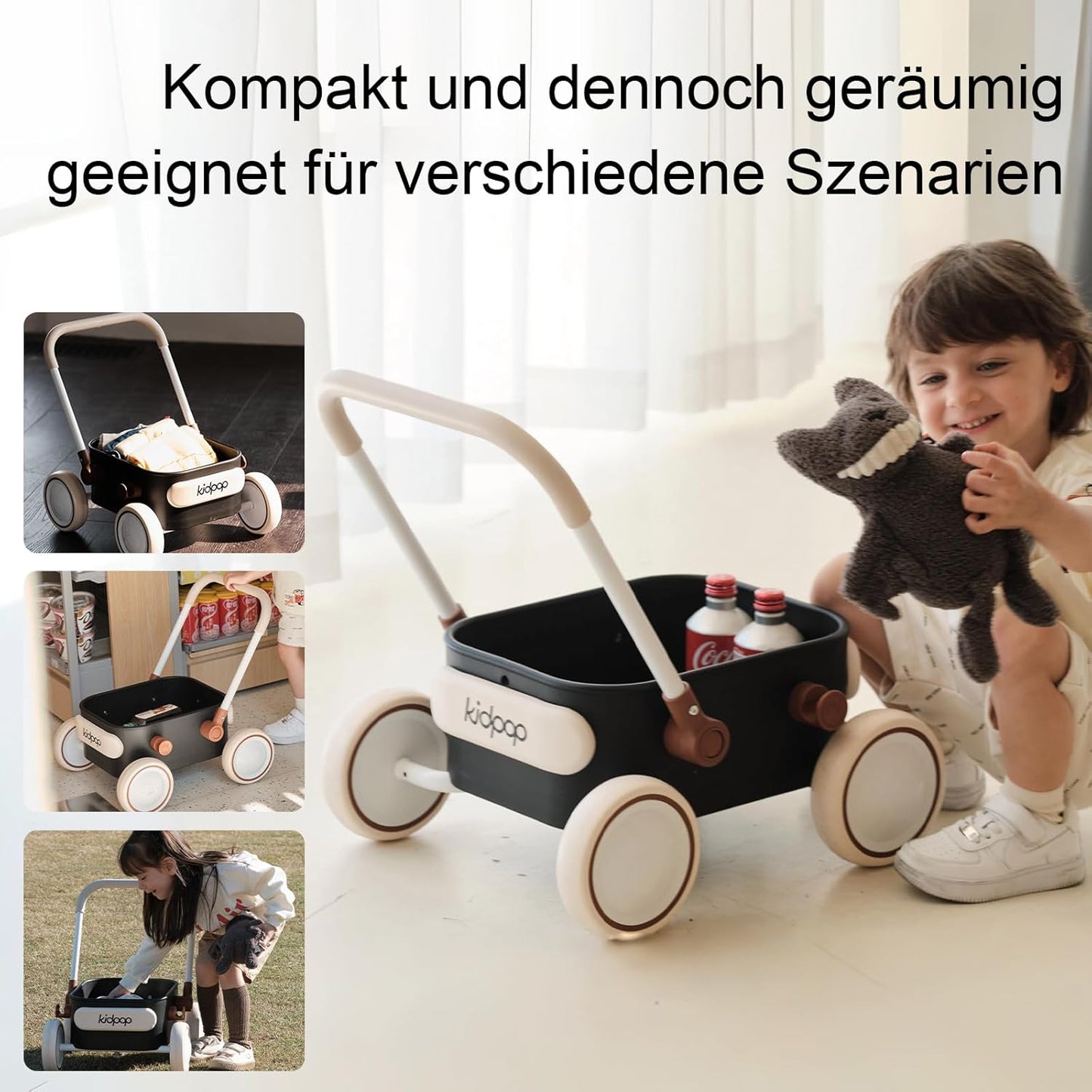 2-in-1 Baby Lauflernwagen Pula, Schwarz