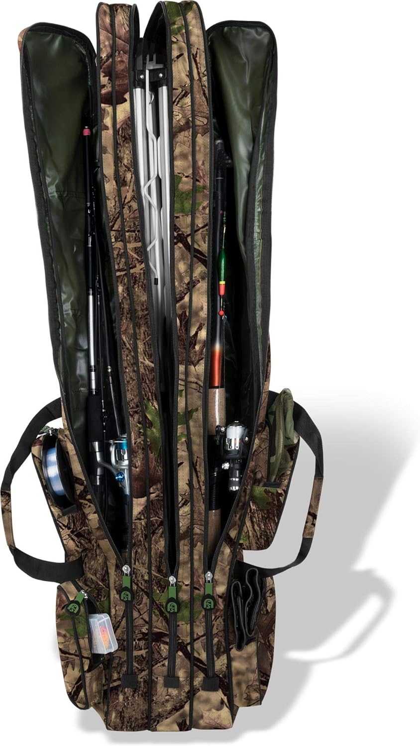 Rutentasche Rod Case Angelkoffer mit 3 Innenfächern, Hunting Camo 3 Innenfächer 190 cm
