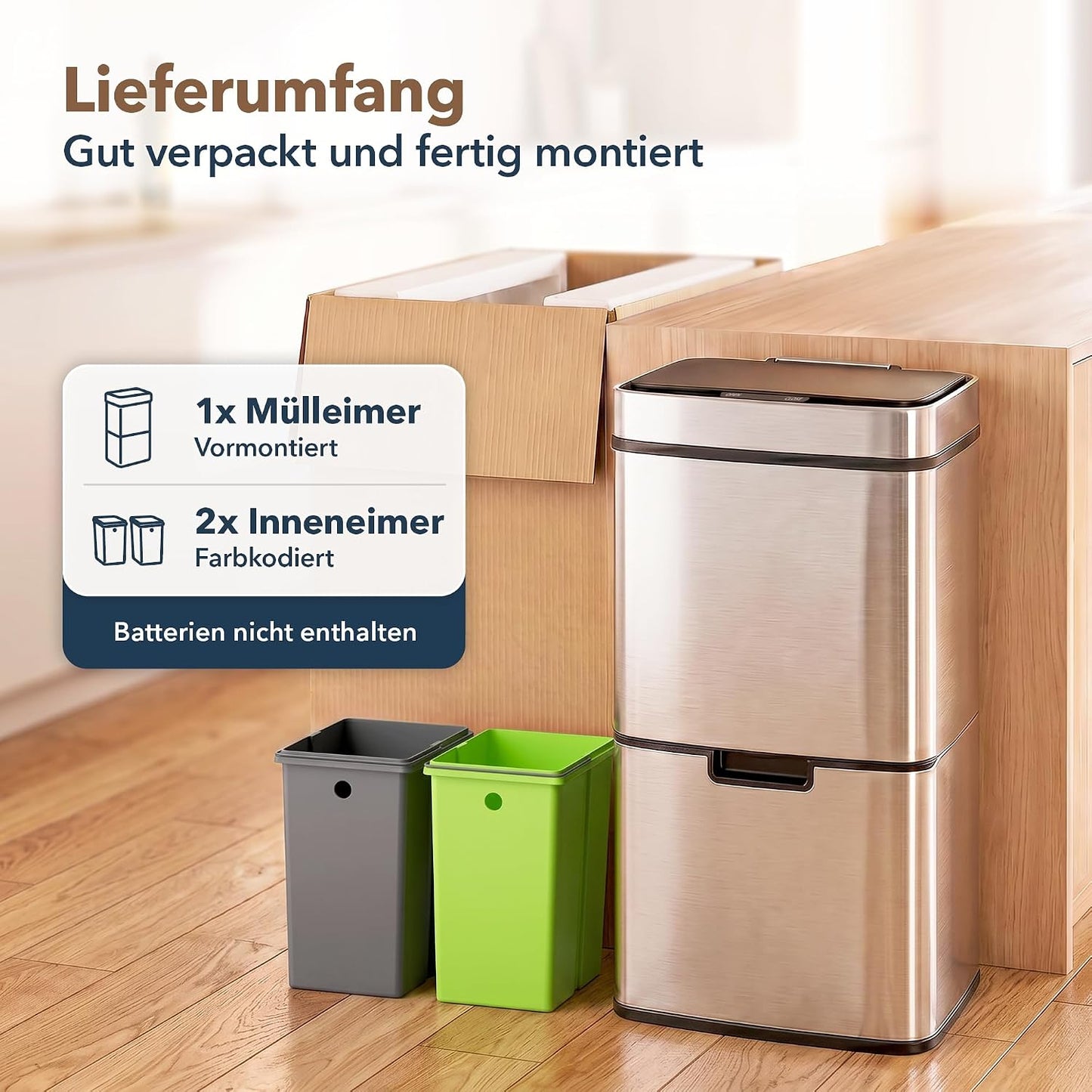 Sensor-Mülleimer mit 3-Fächer-Trennsystem
