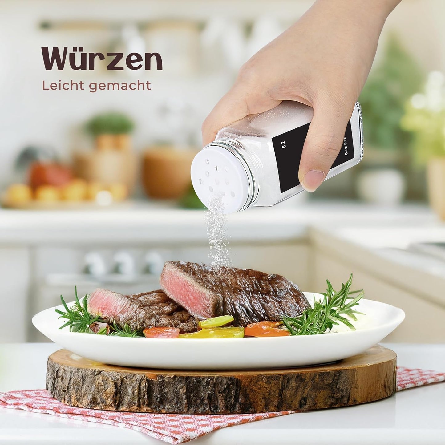 Gewürzgläser Set mit Bambusdeckeln, Natur