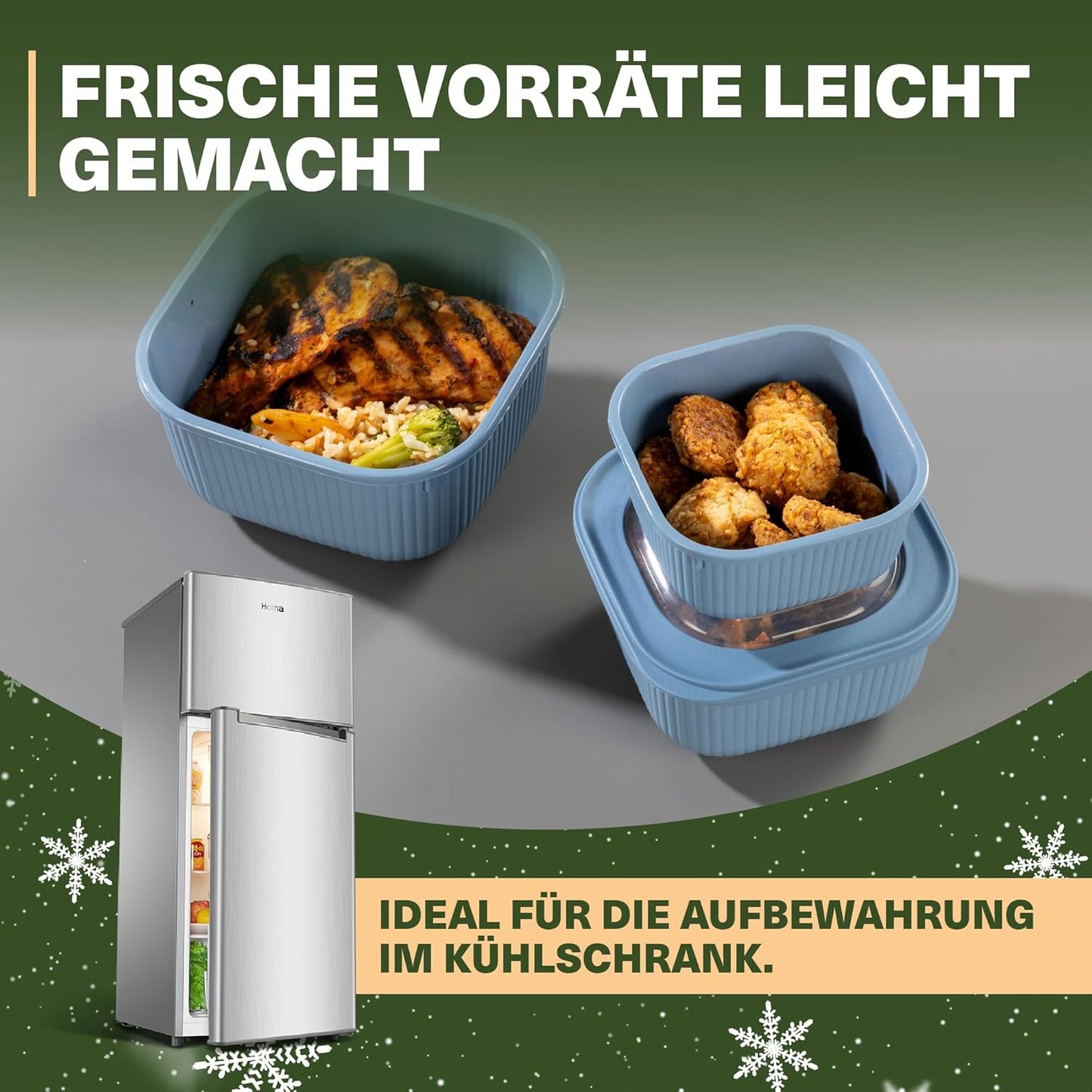 6-teiliges Frischhaltedosen-Set mit Ventildeckel, Blau 6er Set Quadratisch