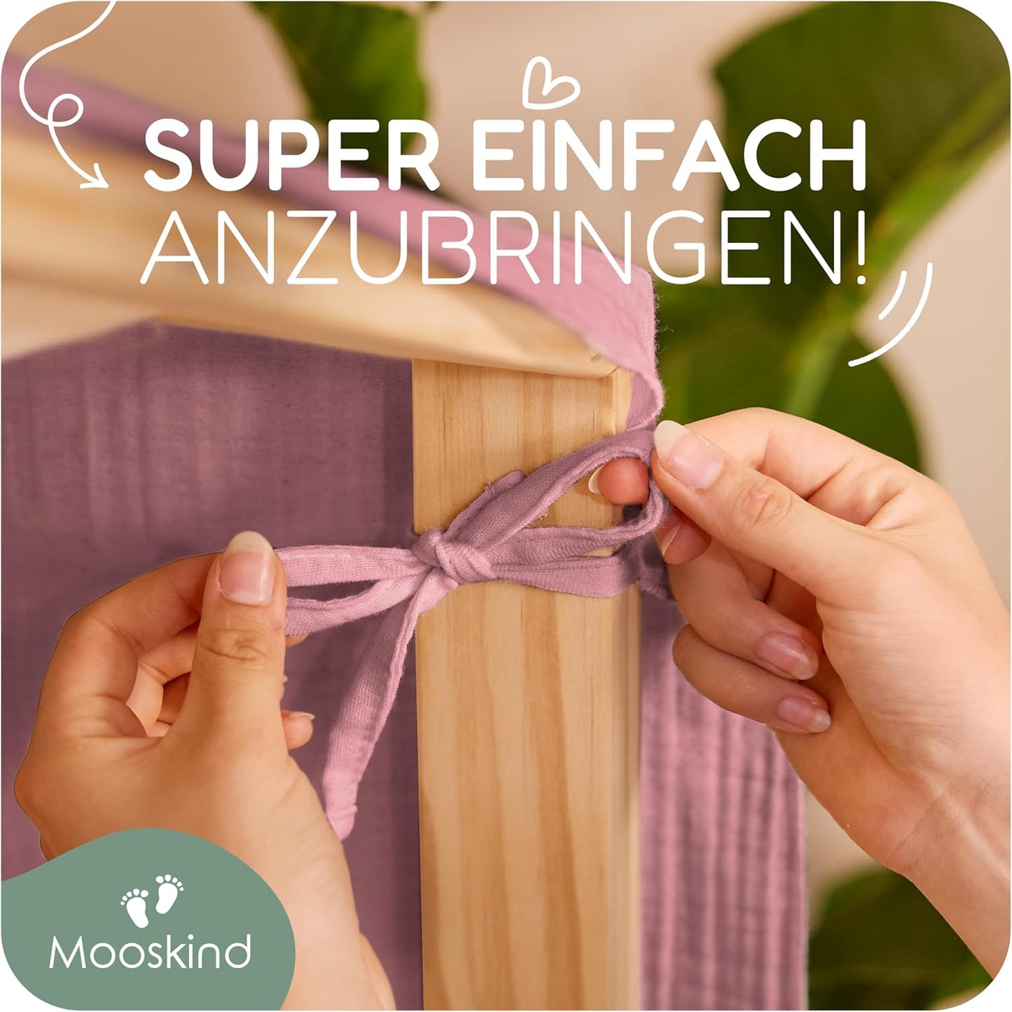 Hausbett Himmel aus Musselin, Puderrosa H360 x B135 cm (1er Pack)