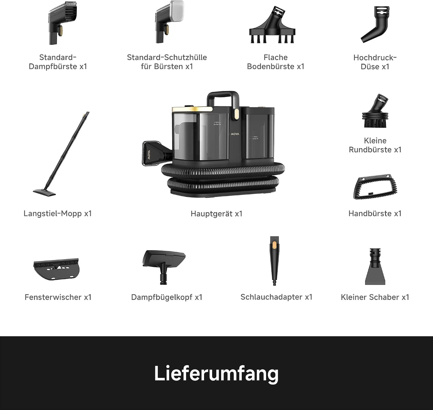 S10 Dampfreiniger mit 9 Aufsätzen