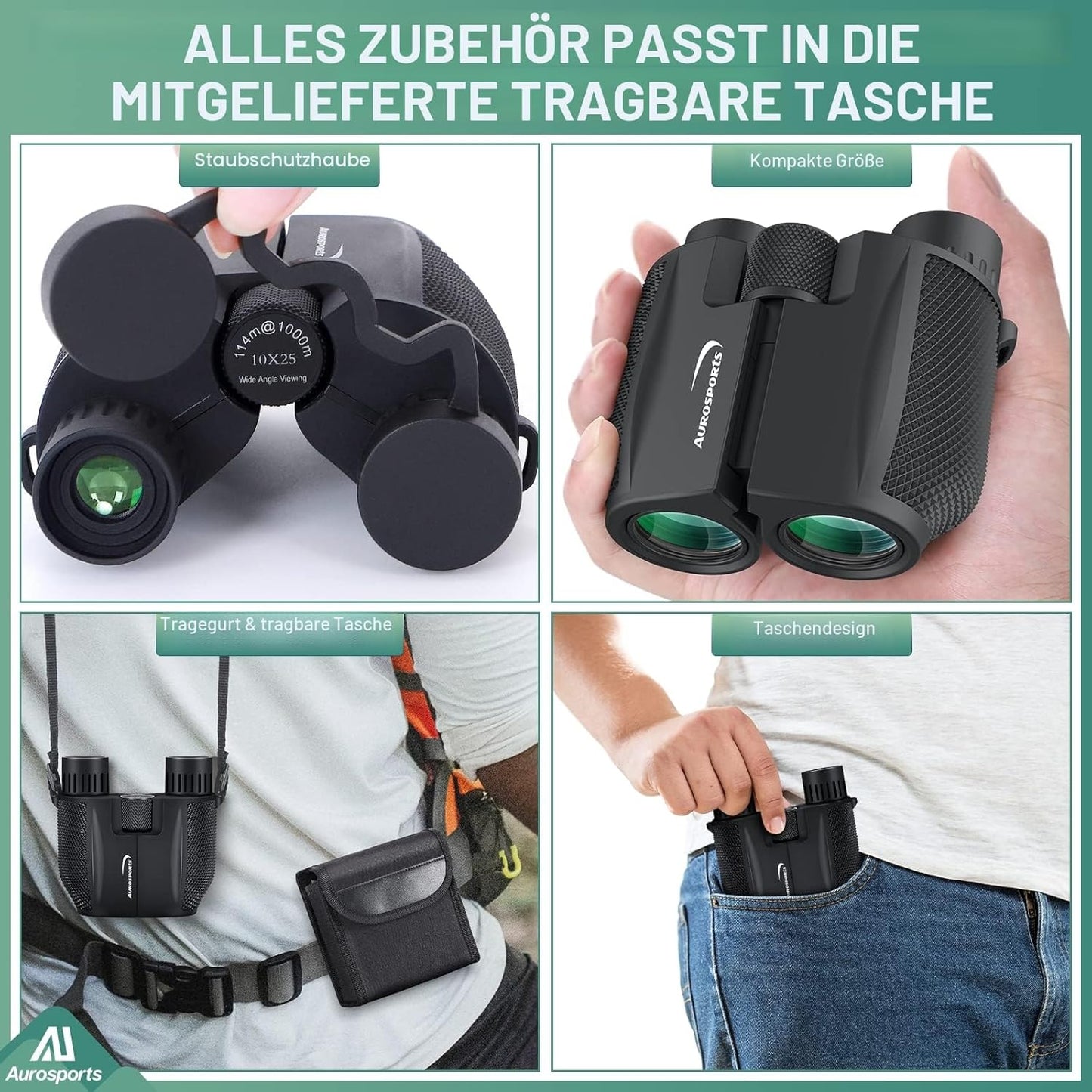 Kompaktfernglas 10x25 für Outdoor und Reisen, B. 10x25
