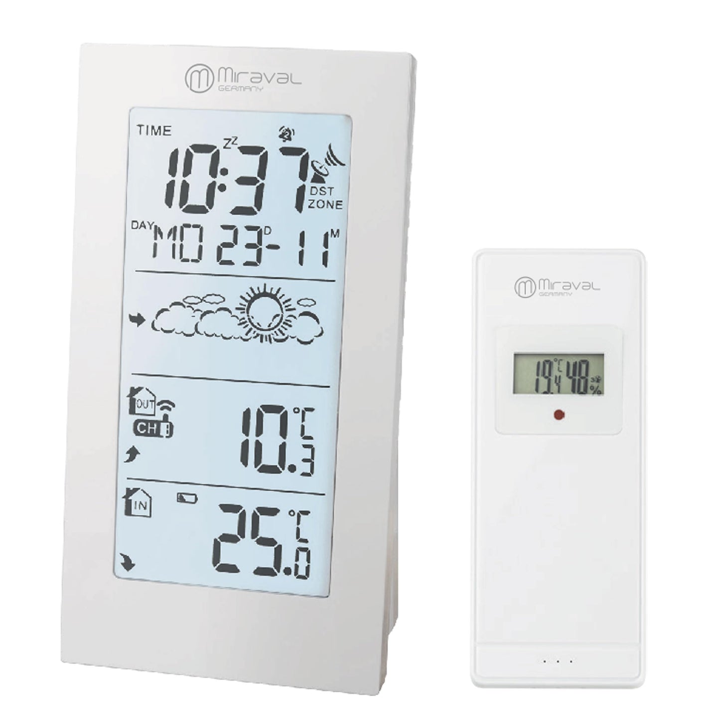 Funk-Wetterstation mit Aussensensor, Weiss