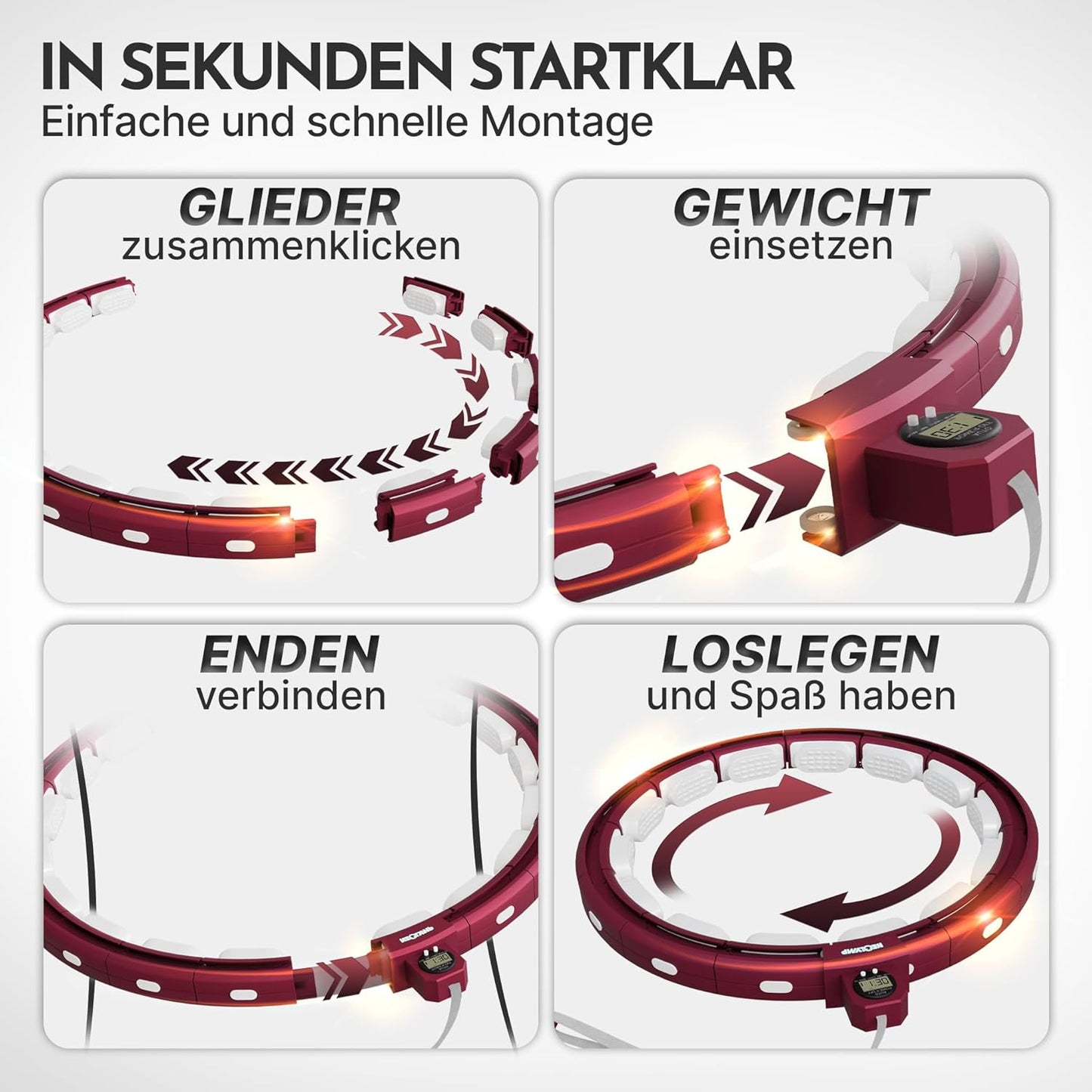 Smart Hula Hoop Reifen mit Tracking-Funktion, Berry