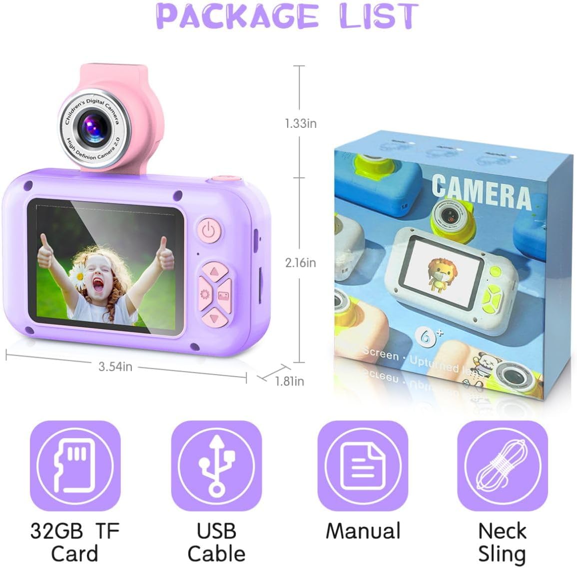 Digitalkamera für Kinder, Violett