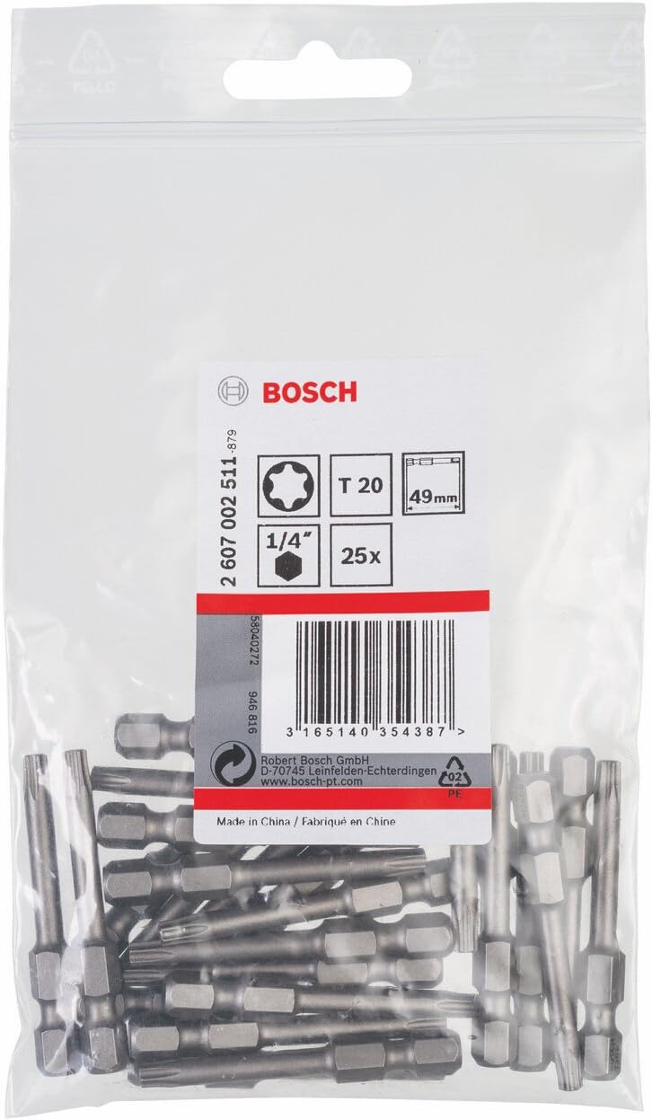 Bit-Set für Innen-Torx-Schrauben (T20, 25 Stück), 49 mm, 25 Stück T20
