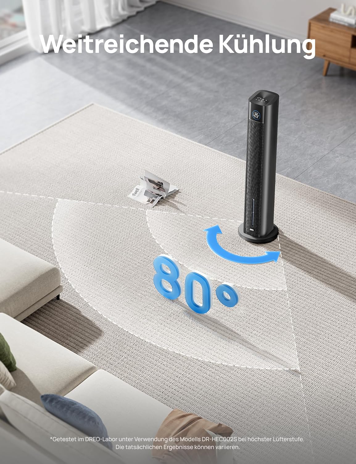 Turmventilator mit Wasserkühlung, Schwarz