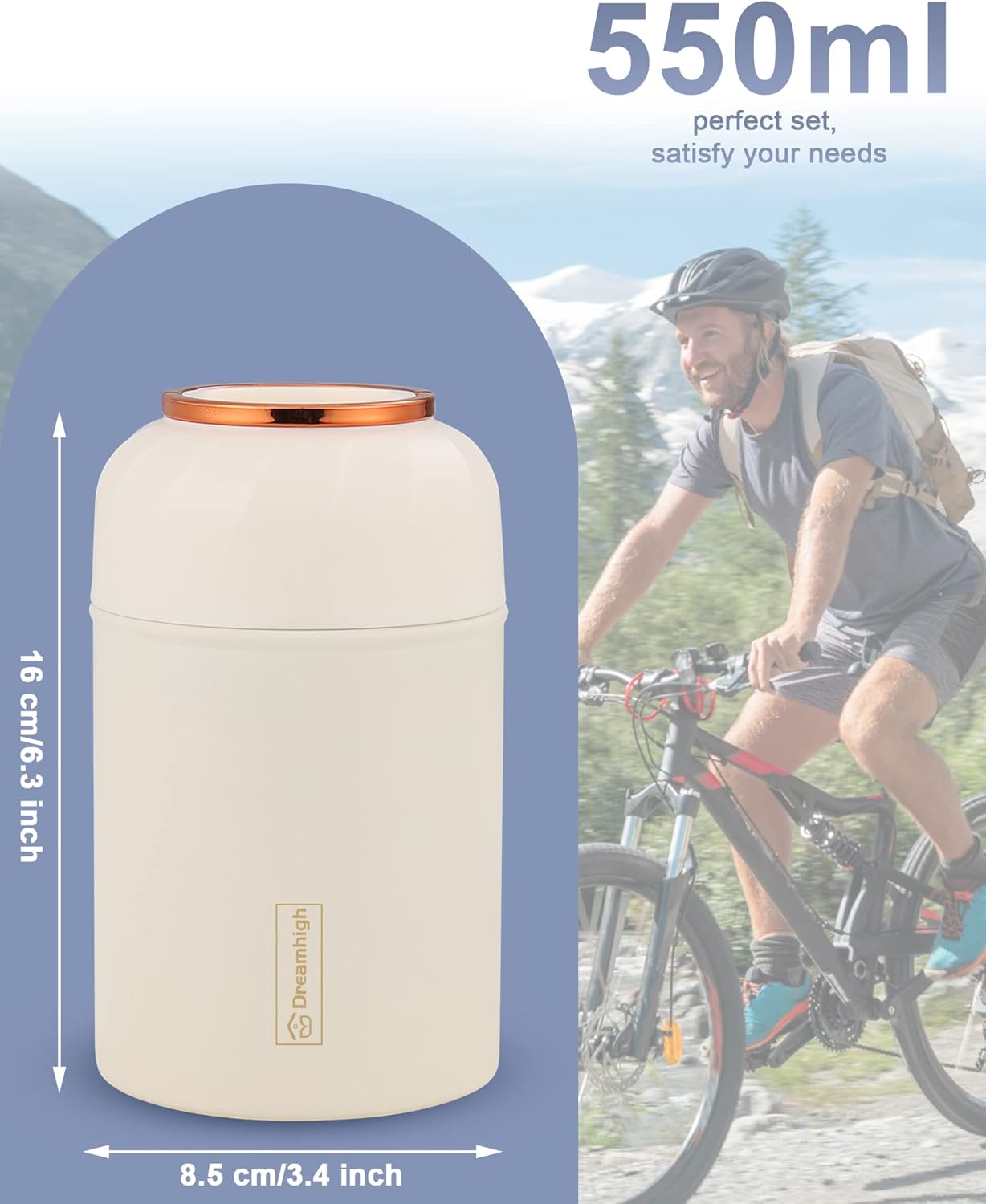 Thermobehälter mit Löffel, 550 ml, Blancs-550ml