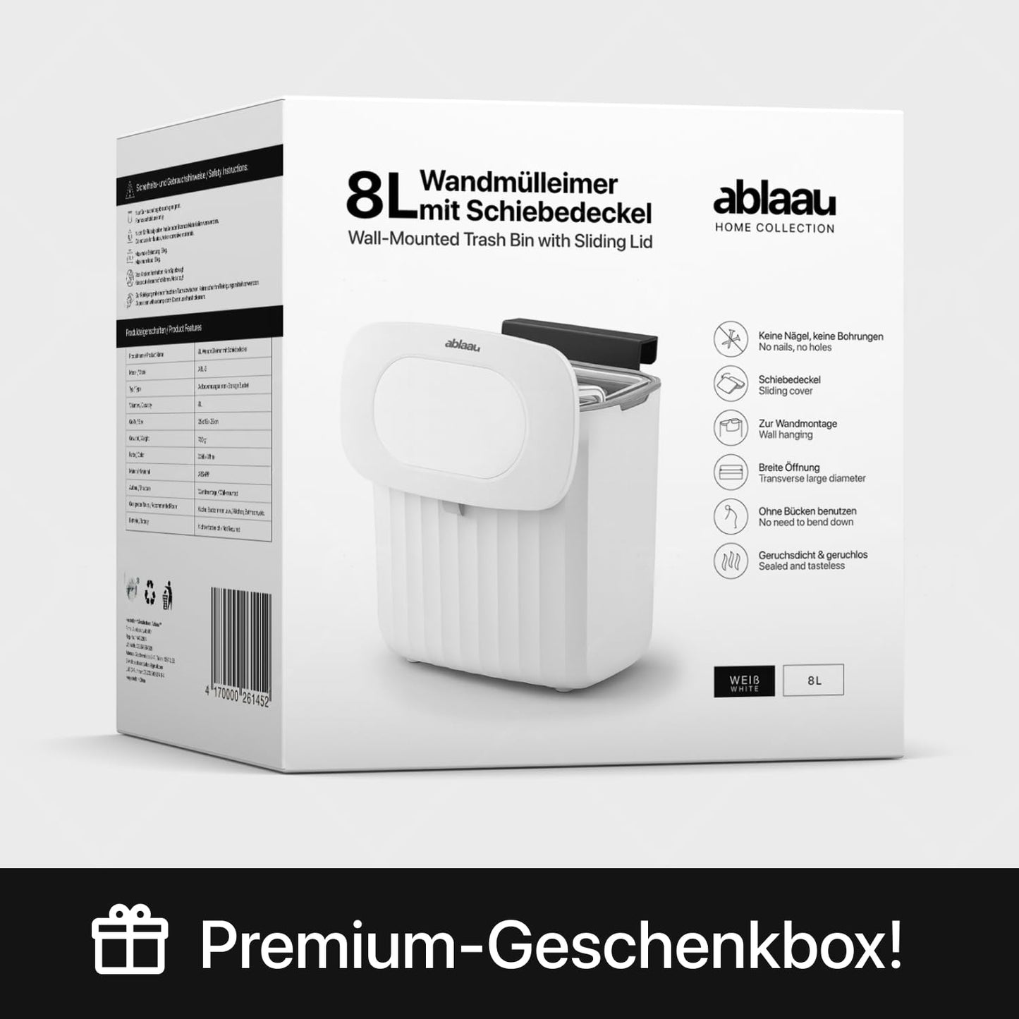 Abfalleimer mit Deckel, 8l