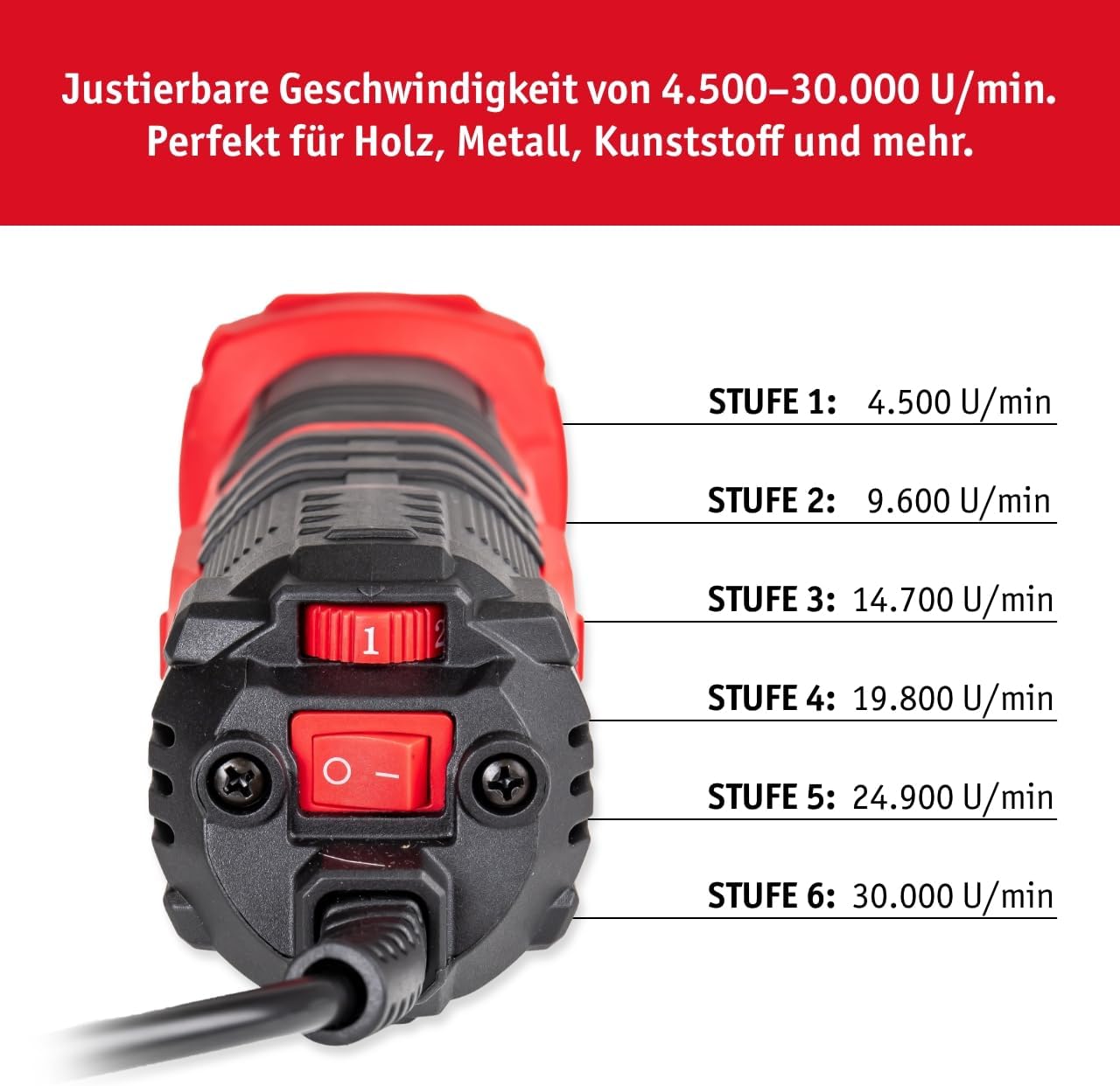 Geradschleifer mit stufenloser Drehzahlregelung, 500 W