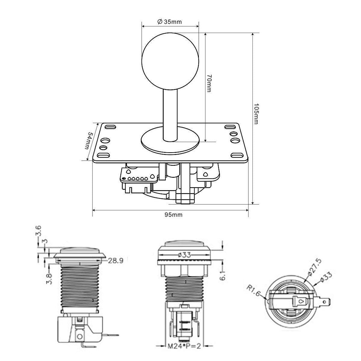 2-Spieler Arcade Joystick mit LED-Drucktasten Set, Gemischtes Set